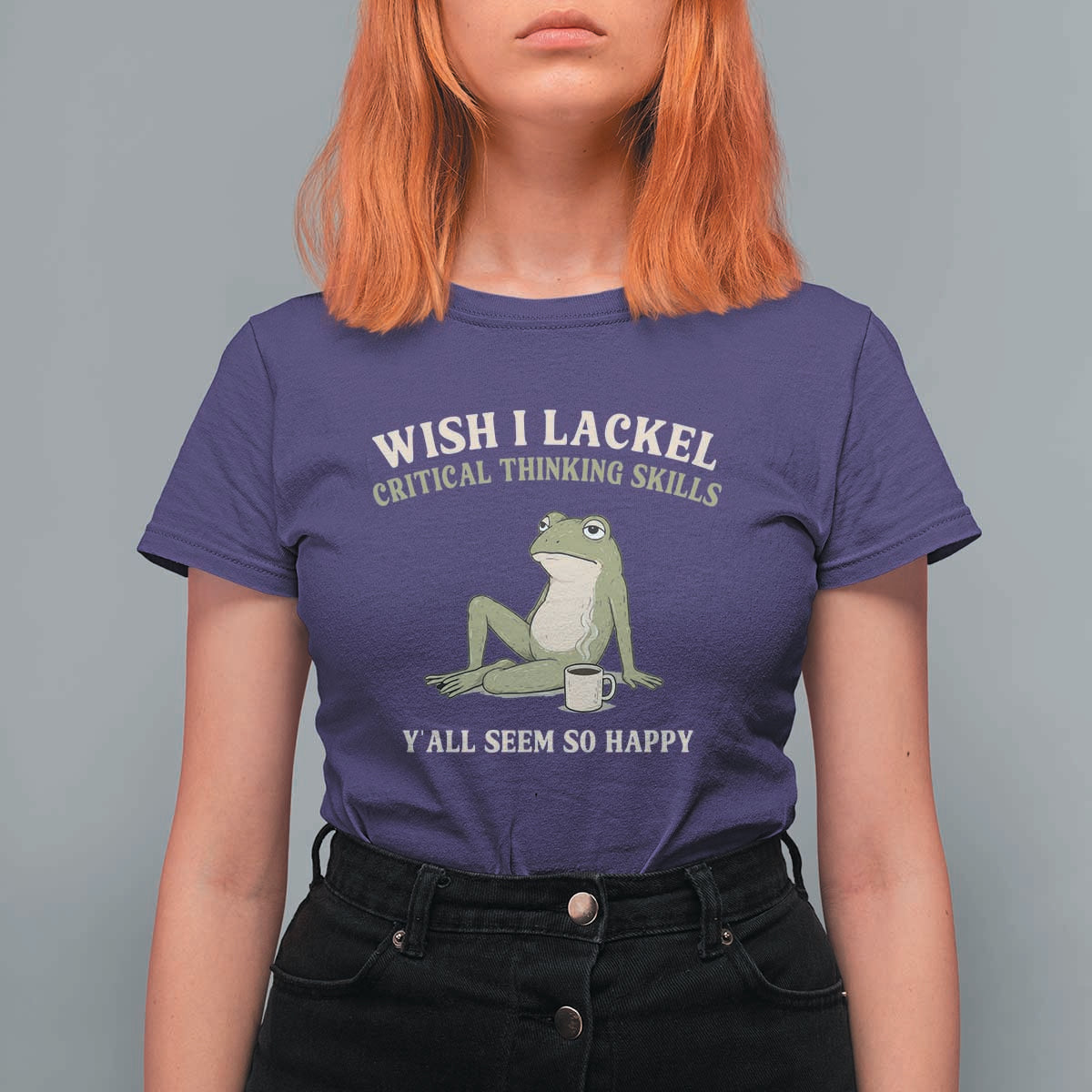 Funny Overthinking Frog Drinking Coffee Meme T Shirt For Women What If Everyone Else Is Just Underthinking