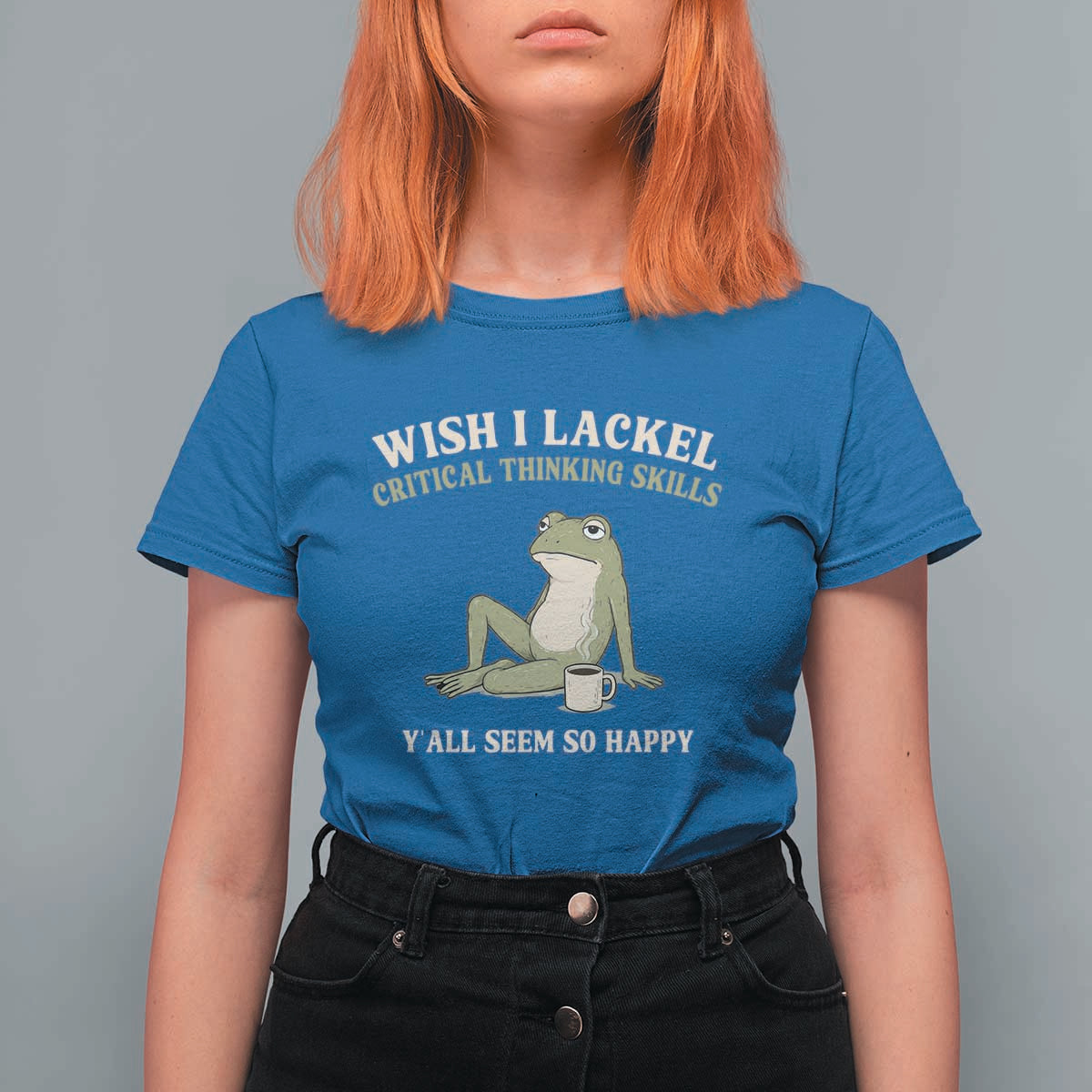 Funny Overthinking Frog Drinking Coffee Meme T Shirt For Women What If Everyone Else Is Just Underthinking