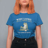 Funny Overthinking Frog Drinking Coffee Meme T Shirt For Women What If Everyone Else Is Just Underthinking