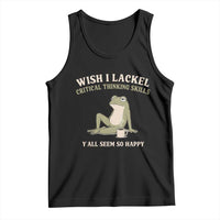Funny Overthinking Frog Drinking Coffee Meme Tank Top What If Everyone Else Is Just Underthinking