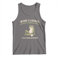 Funny Overthinking Frog Drinking Coffee Meme Tank Top What If Everyone Else Is Just Underthinking