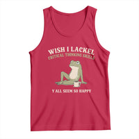 Funny Overthinking Frog Drinking Coffee Meme Tank Top What If Everyone Else Is Just Underthinking