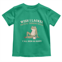 Funny Overthinking Frog Drinking Coffee Meme Toddler T Shirt What If Everyone Else Is Just Underthinking