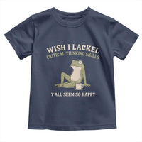 Funny Overthinking Frog Drinking Coffee Meme Toddler T Shirt What If Everyone Else Is Just Underthinking