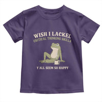 Funny Overthinking Frog Drinking Coffee Meme Toddler T Shirt What If Everyone Else Is Just Underthinking