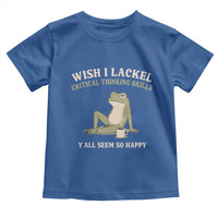 Funny Overthinking Frog Drinking Coffee Meme Toddler T Shirt What If Everyone Else Is Just Underthinking