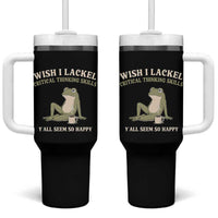 Funny Overthinking Frog Drinking Coffee Meme Tumbler With Handle What If Everyone Else Is Just Underthinking