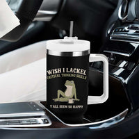 Funny Overthinking Frog Drinking Coffee Meme Tumbler With Handle What If Everyone Else Is Just Underthinking
