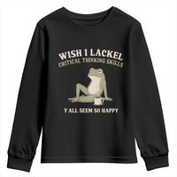 Funny Overthinking Frog Drinking Coffee Meme Youth Sweatshirt What If Everyone Else Is Just Underthinking