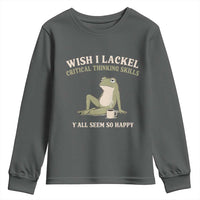 Funny Overthinking Frog Drinking Coffee Meme Youth Sweatshirt What If Everyone Else Is Just Underthinking