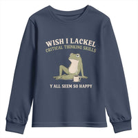Funny Overthinking Frog Drinking Coffee Meme Youth Sweatshirt What If Everyone Else Is Just Underthinking