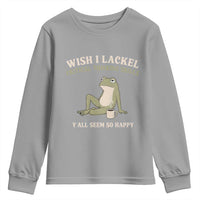 Funny Overthinking Frog Drinking Coffee Meme Youth Sweatshirt What If Everyone Else Is Just Underthinking
