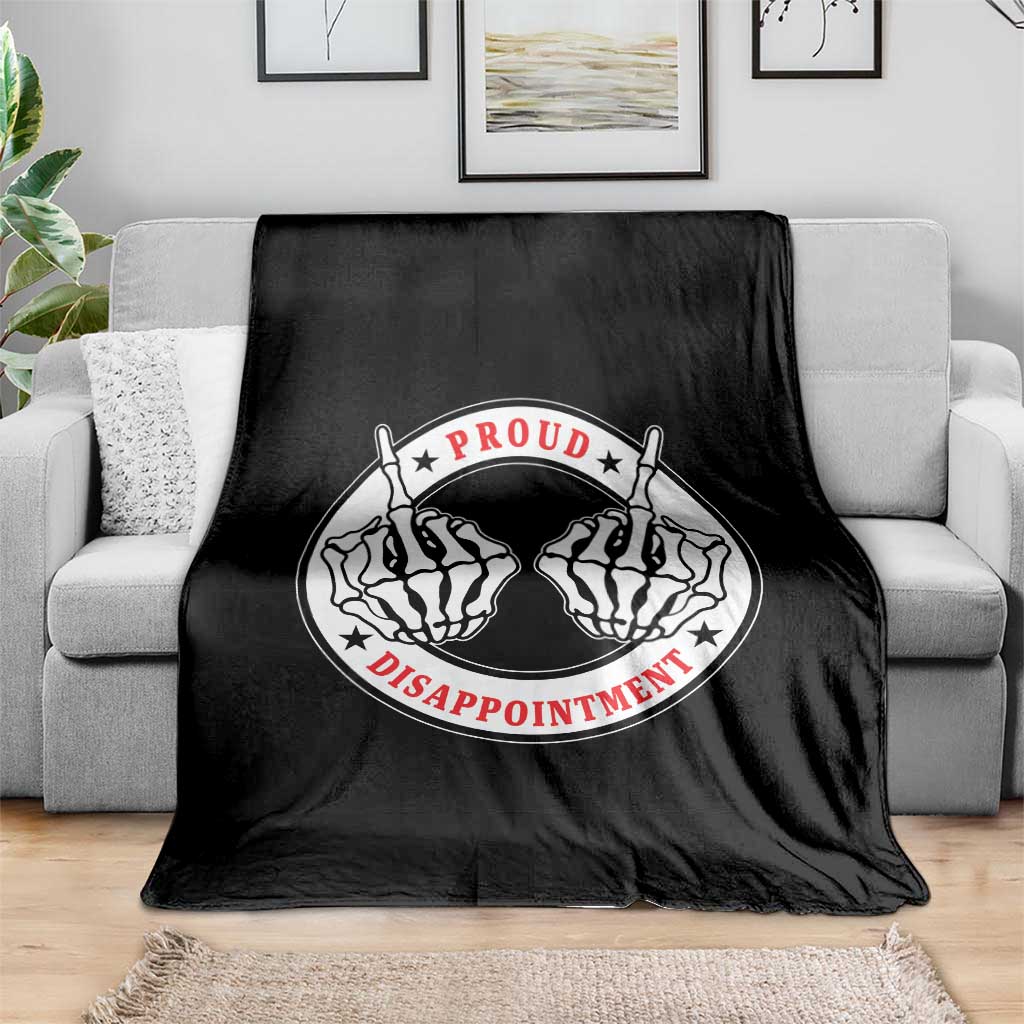 Proud Disappointment Skeleton Middle Finger Throw Blanket Edgy Sarcastic Rebel Attitude Family Black Sheep Humor