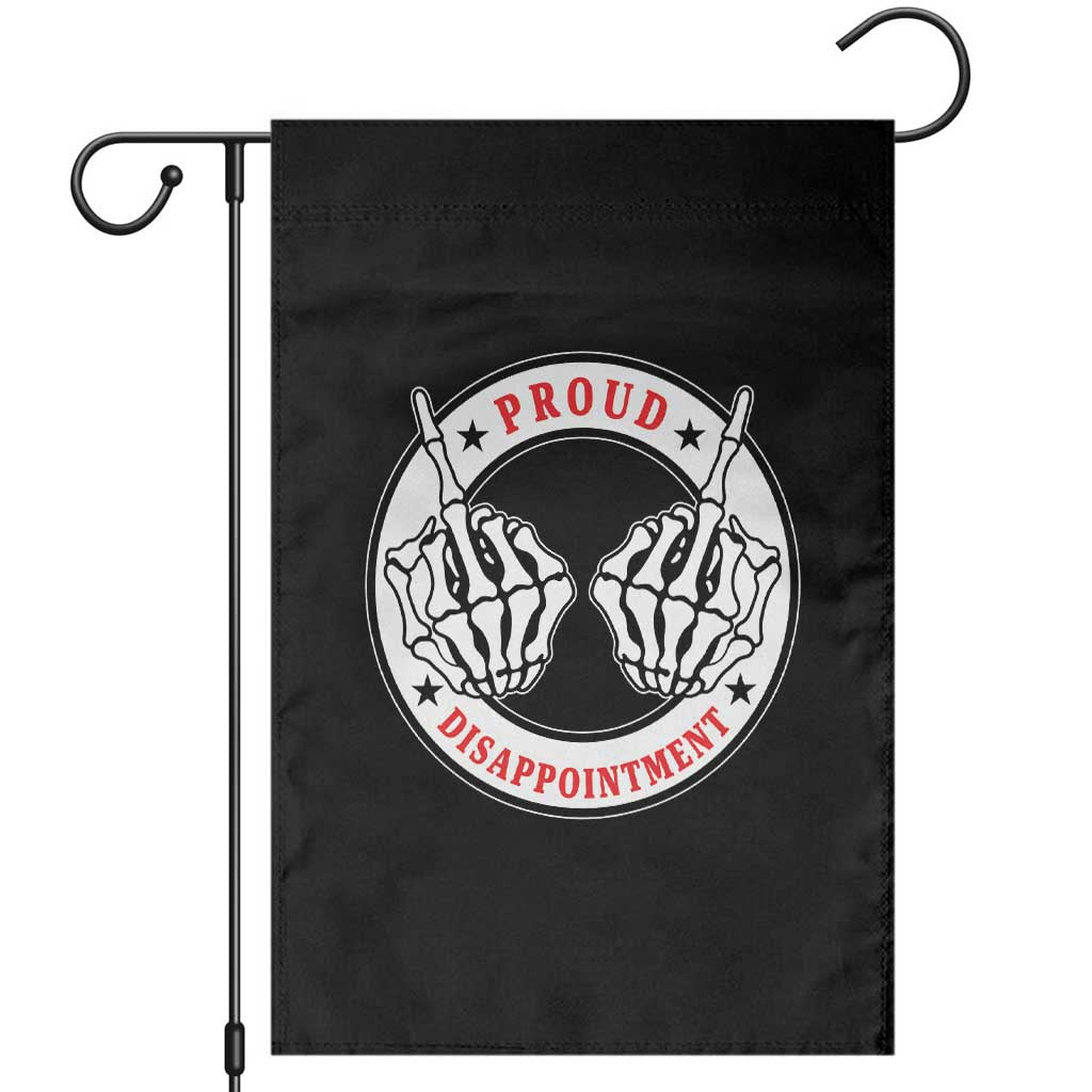 Proud Disappointment Skeleton Middle Finger Garden Flag Edgy Sarcastic Rebel Attitude Family Black Sheep Humor