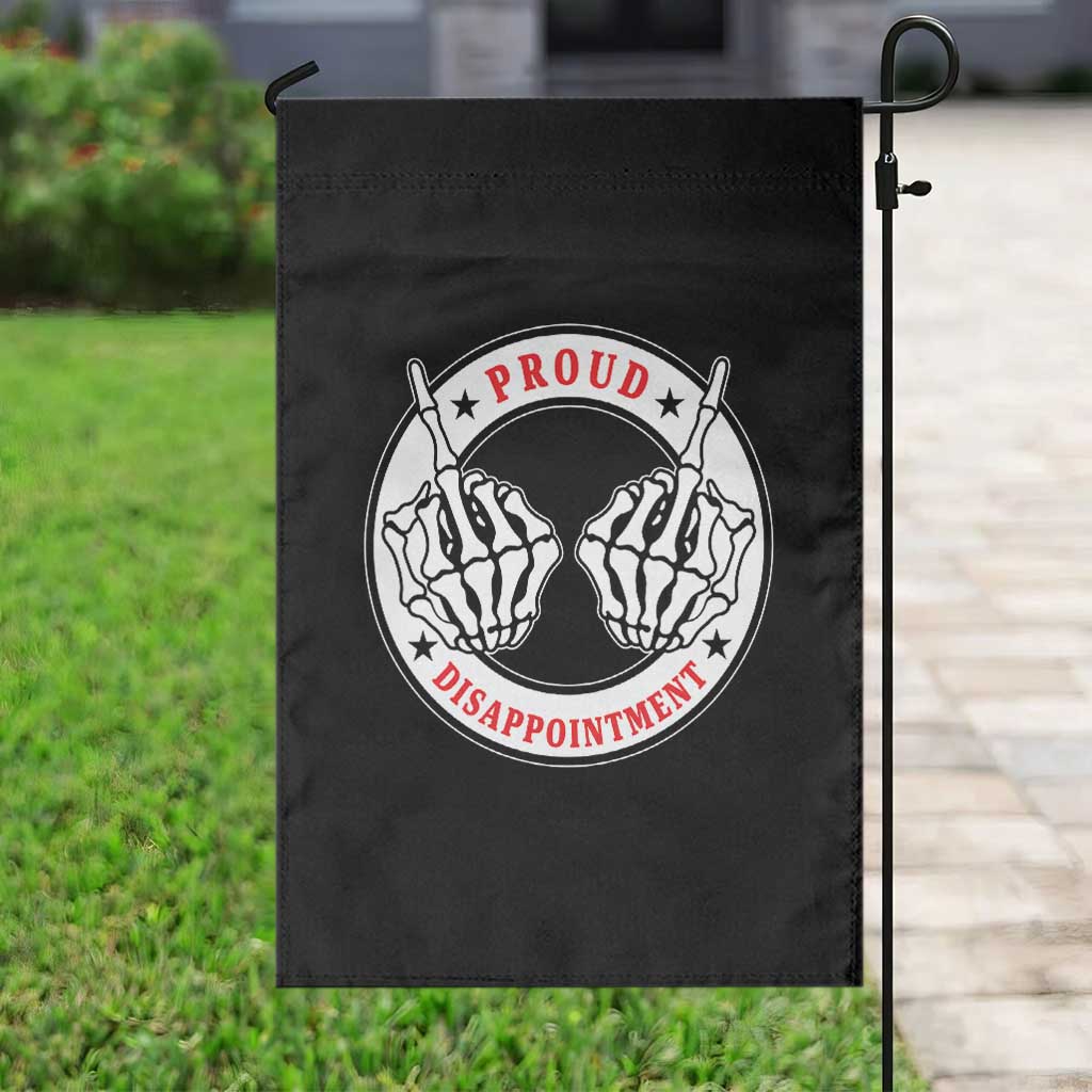 Proud Disappointment Skeleton Middle Finger Garden Flag Edgy Sarcastic Rebel Attitude Family Black Sheep Humor