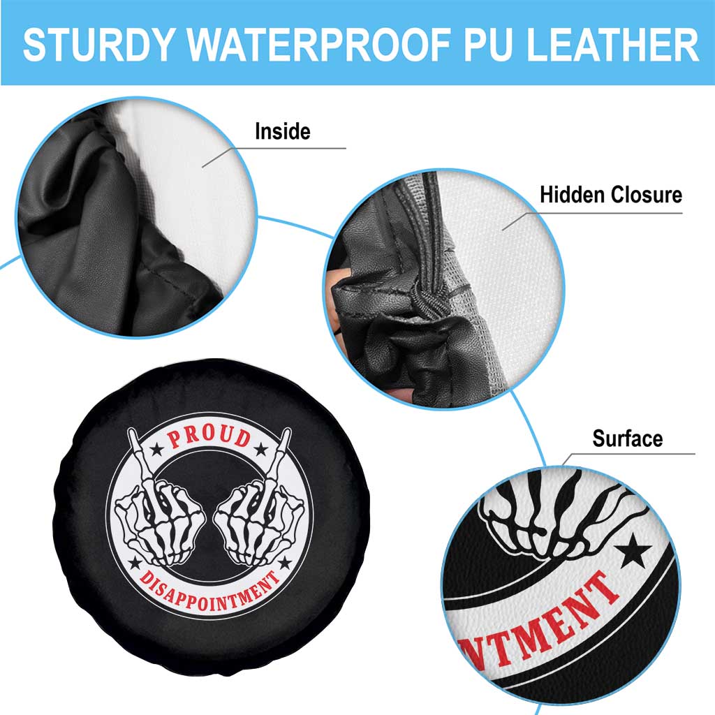 Proud Disappointment Skeleton Middle Finger Spare Tire Cover Edgy Sarcastic Rebel Attitude Family Black Sheep Humor
