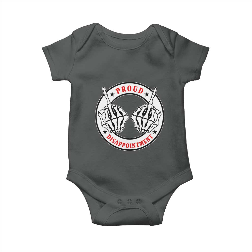 Proud Disappointment Skeleton Middle Finger Baby Onesie Edgy Sarcastic Rebel Attitude Family Black Sheep Humor