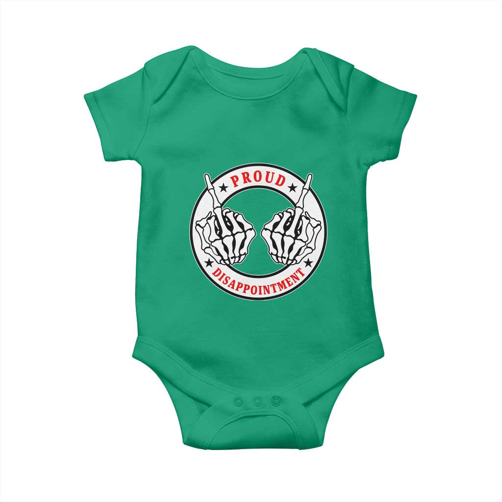 Proud Disappointment Skeleton Middle Finger Baby Onesie Edgy Sarcastic Rebel Attitude Family Black Sheep Humor