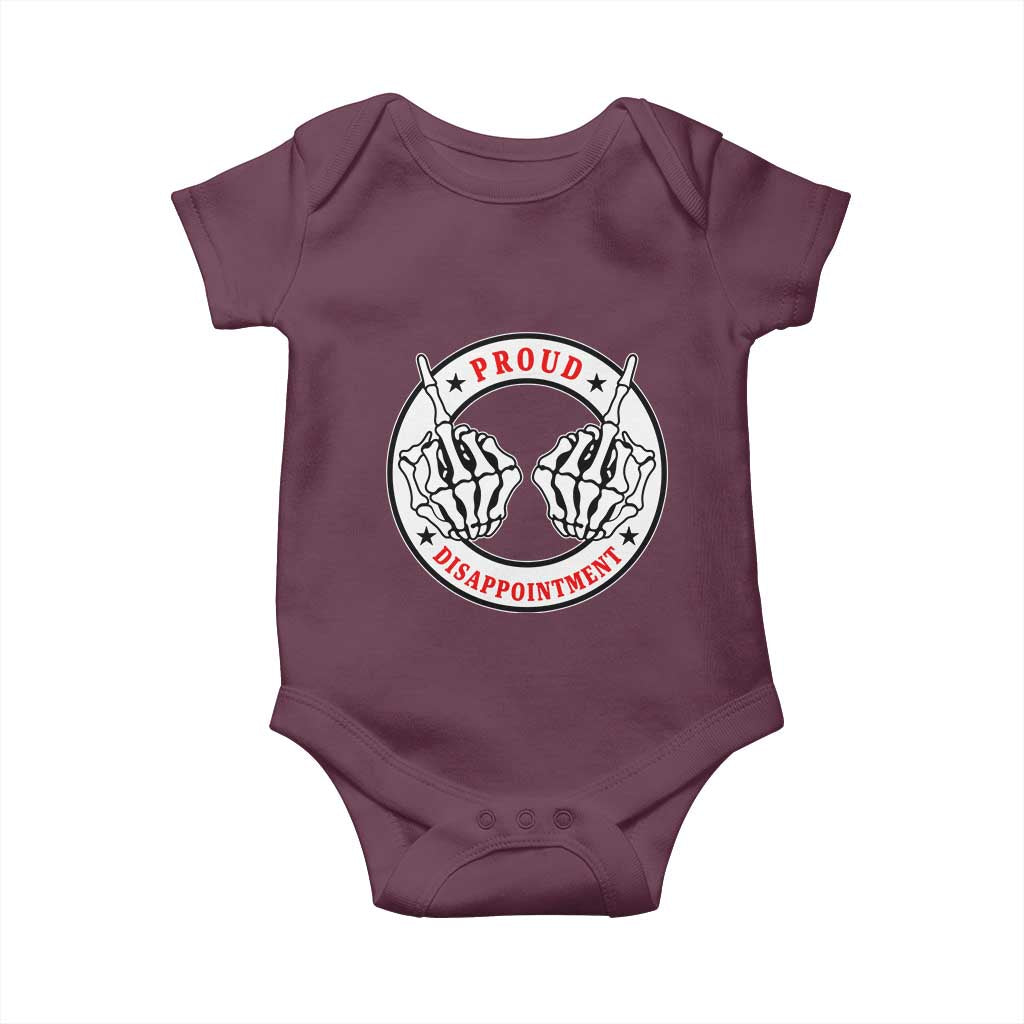 Proud Disappointment Skeleton Middle Finger Baby Onesie Edgy Sarcastic Rebel Attitude Family Black Sheep Humor
