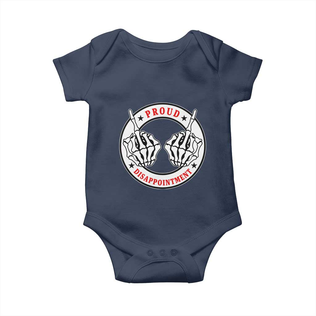 Proud Disappointment Skeleton Middle Finger Baby Onesie Edgy Sarcastic Rebel Attitude Family Black Sheep Humor