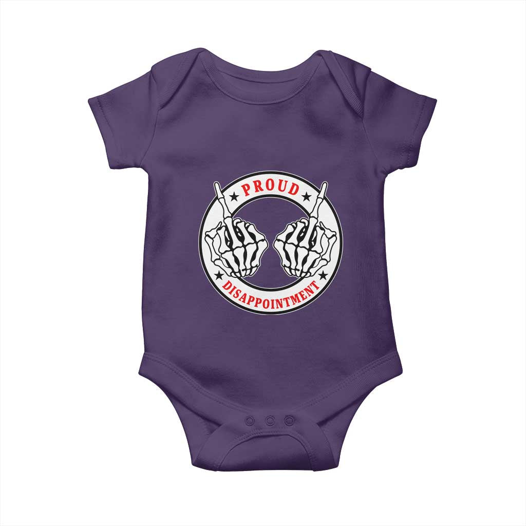 Proud Disappointment Skeleton Middle Finger Baby Onesie Edgy Sarcastic Rebel Attitude Family Black Sheep Humor