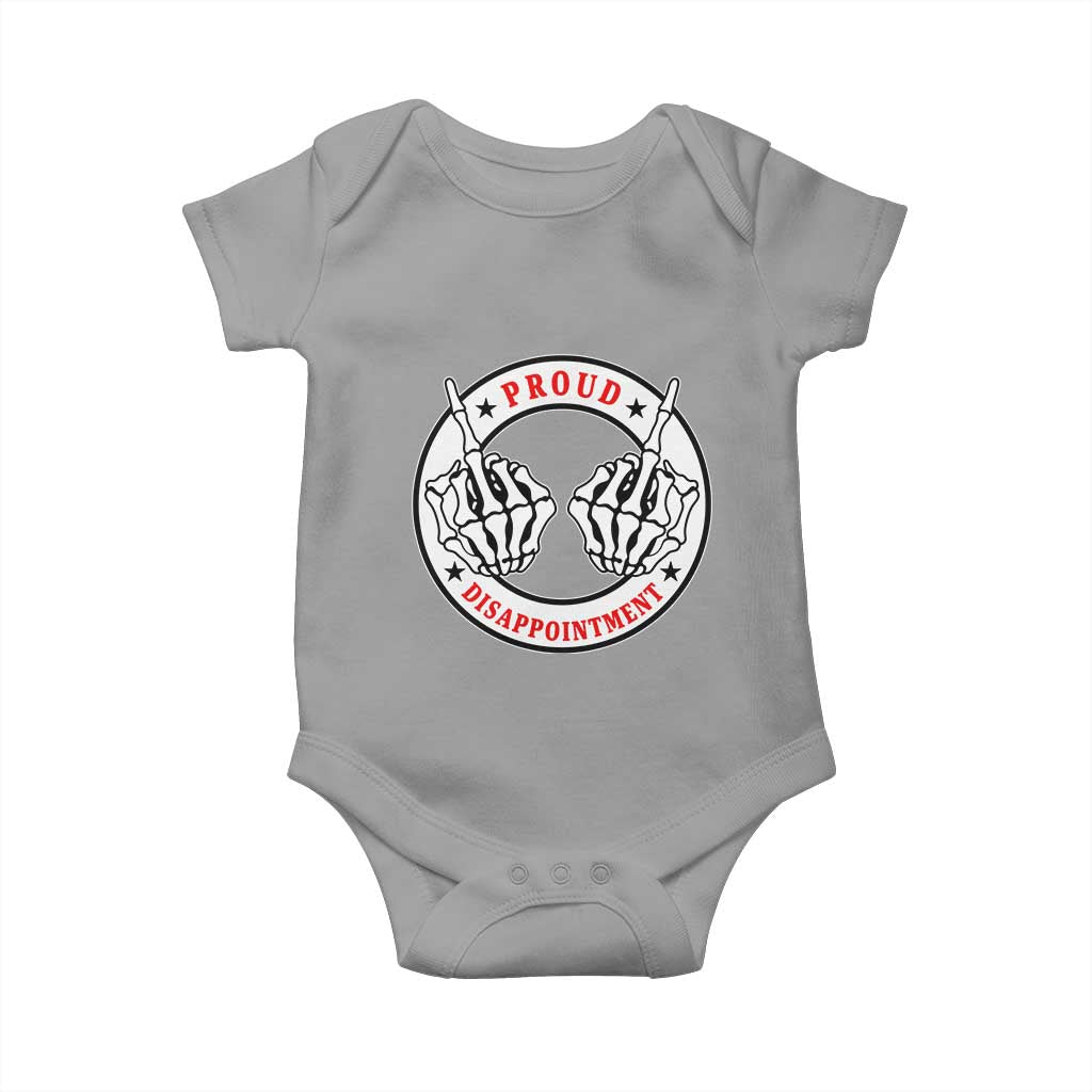 Proud Disappointment Skeleton Middle Finger Baby Onesie Edgy Sarcastic Rebel Attitude Family Black Sheep Humor