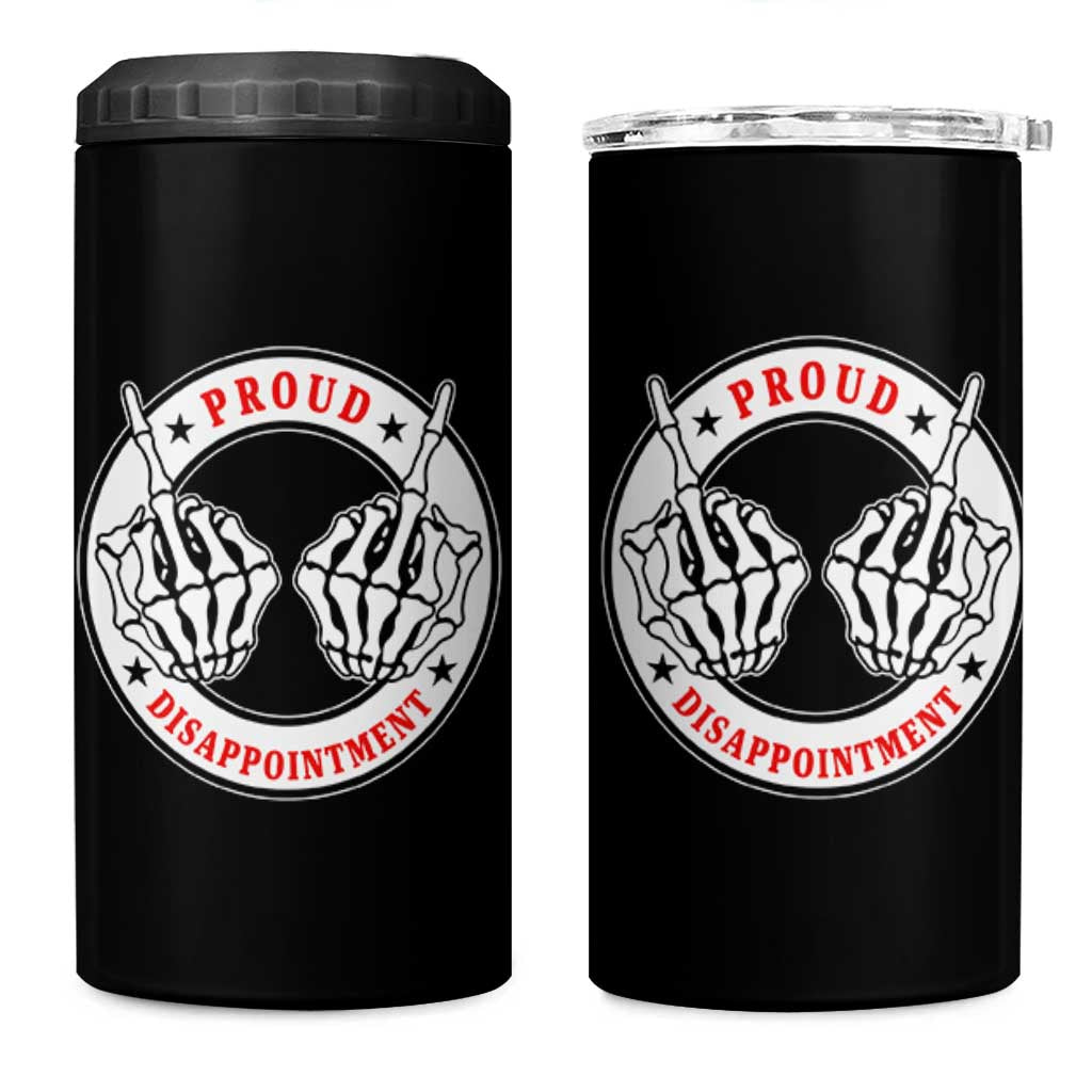Proud Disappointment Skeleton Middle Finger 4 in 1 Can Cooler Tumbler Edgy Sarcastic Rebel Attitude Family Black Sheep Humor