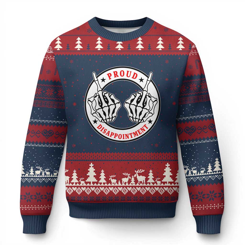 Proud Disappointment Skeleton Middle Finger Ugly Christmas Sweater Edgy Sarcastic Rebel Attitude Family Black Sheep Humor