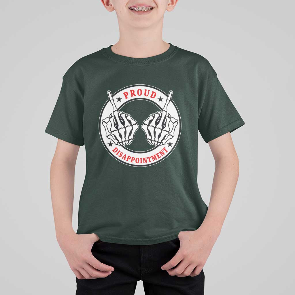 Proud Disappointment Skeleton Middle Finger T Shirt For Kid Edgy Sarcastic Rebel Attitude Family Black Sheep Humor