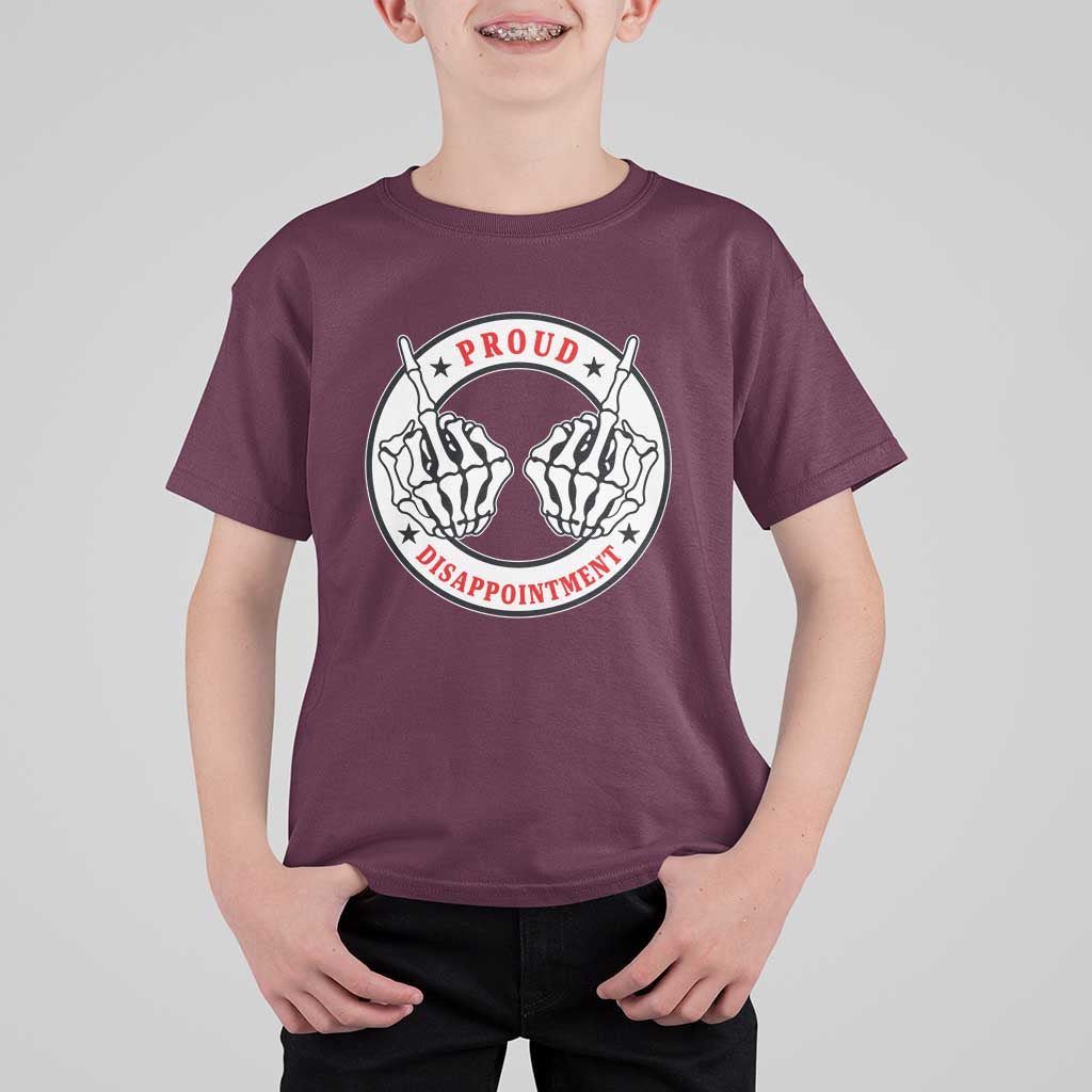 Proud Disappointment Skeleton Middle Finger T Shirt For Kid Edgy Sarcastic Rebel Attitude Family Black Sheep Humor