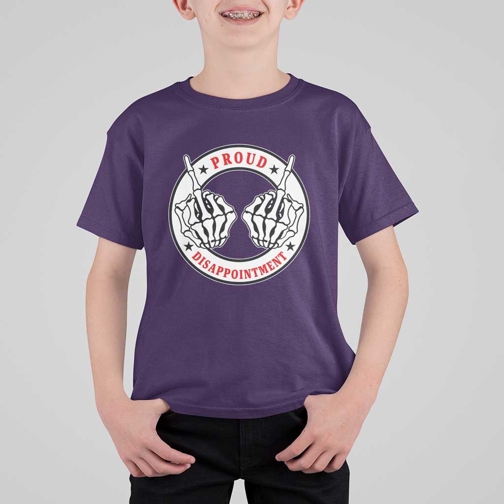 Proud Disappointment Skeleton Middle Finger T Shirt For Kid Edgy Sarcastic Rebel Attitude Family Black Sheep Humor