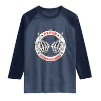 Proud Disappointment Skeleton Middle Finger Raglan Shirt Edgy Sarcastic Rebel Attitude Family Black Sheep Humor
