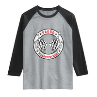Proud Disappointment Skeleton Middle Finger Raglan Shirt Edgy Sarcastic Rebel Attitude Family Black Sheep Humor