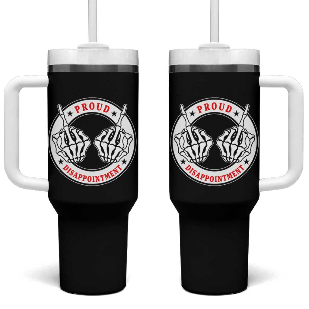 Proud Disappointment Skeleton Middle Finger Tumbler With Handle Edgy Sarcastic Rebel Attitude Family Black Sheep Humor