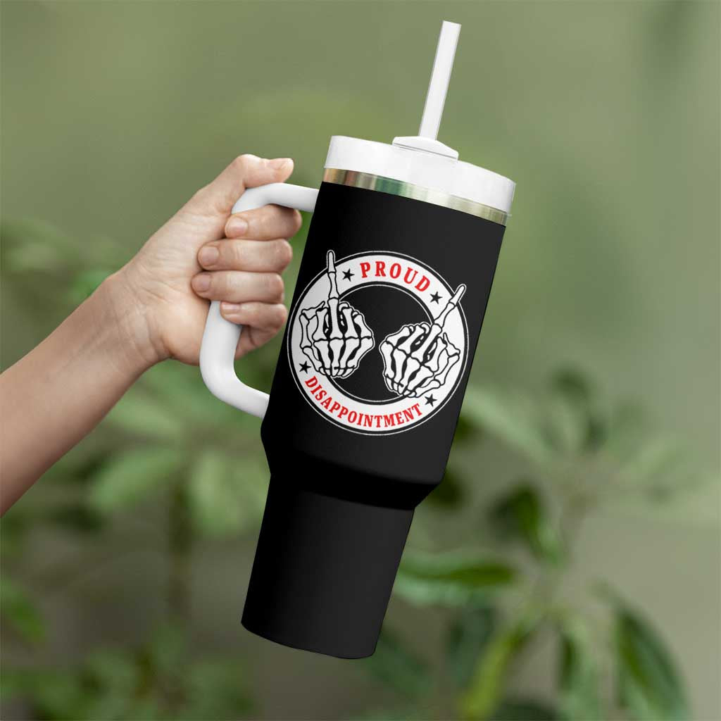 Proud Disappointment Skeleton Middle Finger Tumbler With Handle Edgy Sarcastic Rebel Attitude Family Black Sheep Humor