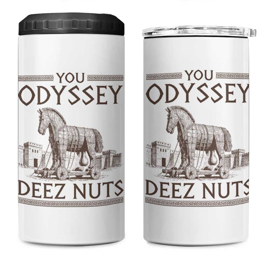 Funny Trojan Horse You Odyssey Deez Nuts 4 in 1 Can Cooler Tumbler Offensive Adult Humor Greek Mythology Humor