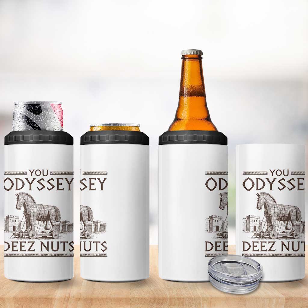 Funny Trojan Horse You Odyssey Deez Nuts 4 in 1 Can Cooler Tumbler Offensive Adult Humor Greek Mythology Humor
