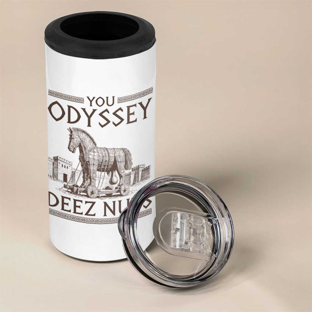Funny Trojan Horse You Odyssey Deez Nuts 4 in 1 Can Cooler Tumbler Offensive Adult Humor Greek Mythology Humor