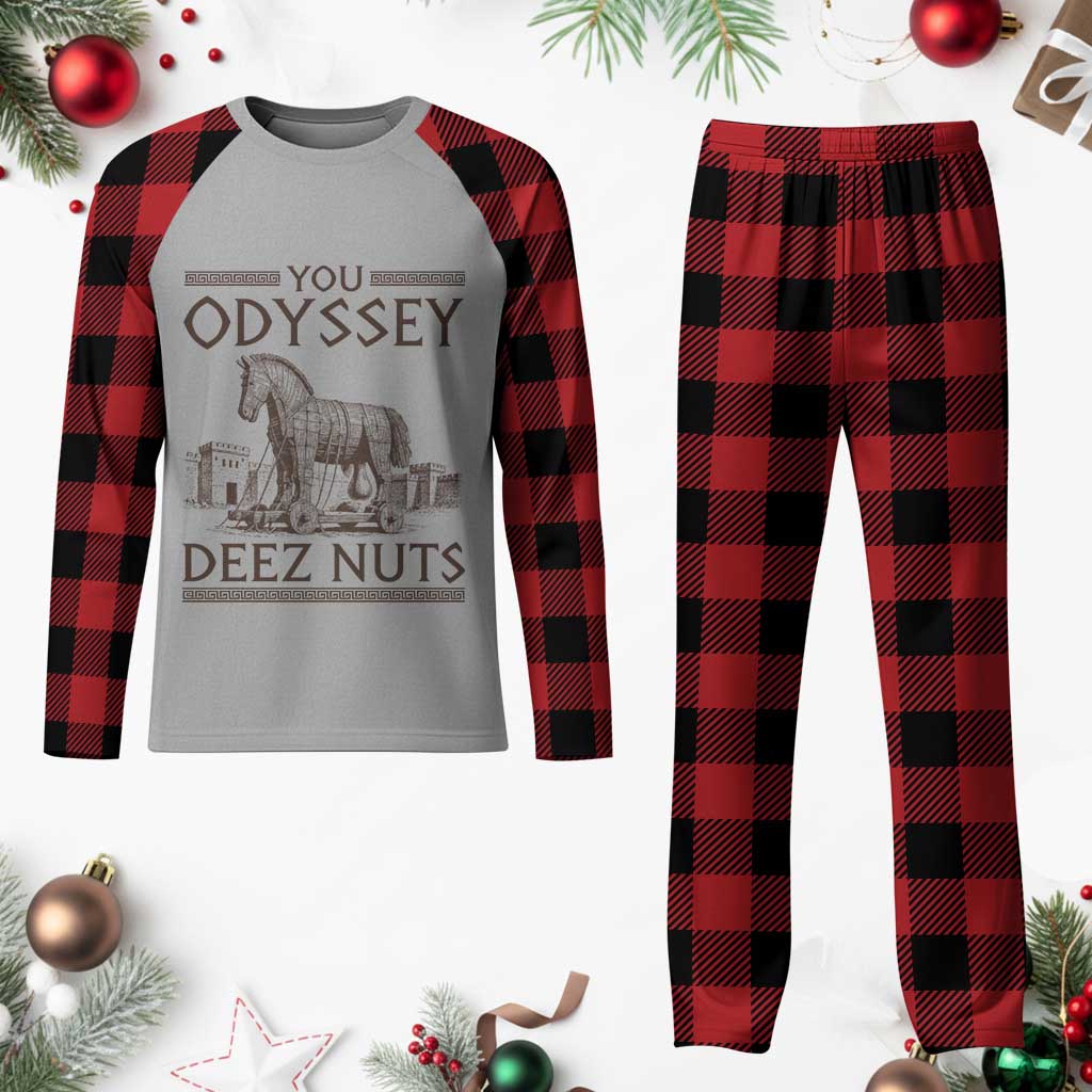 Funny Trojan Horse You Odyssey Deez Nuts Plaid Pajama Set Offensive Adult Humor Greek Mythology Humor