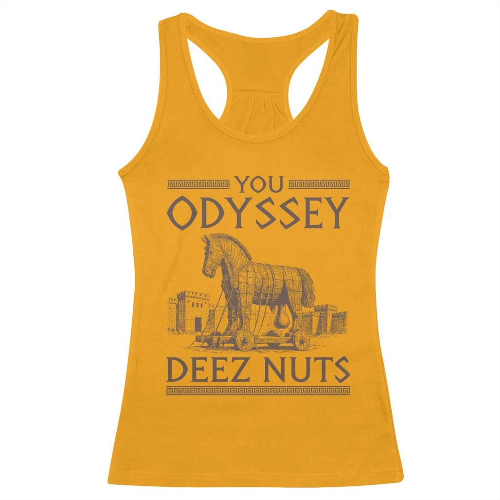 Funny Trojan Horse You Odyssey Deez Nuts Racerback Tank Top Offensive Adult Humor Greek Mythology Humor