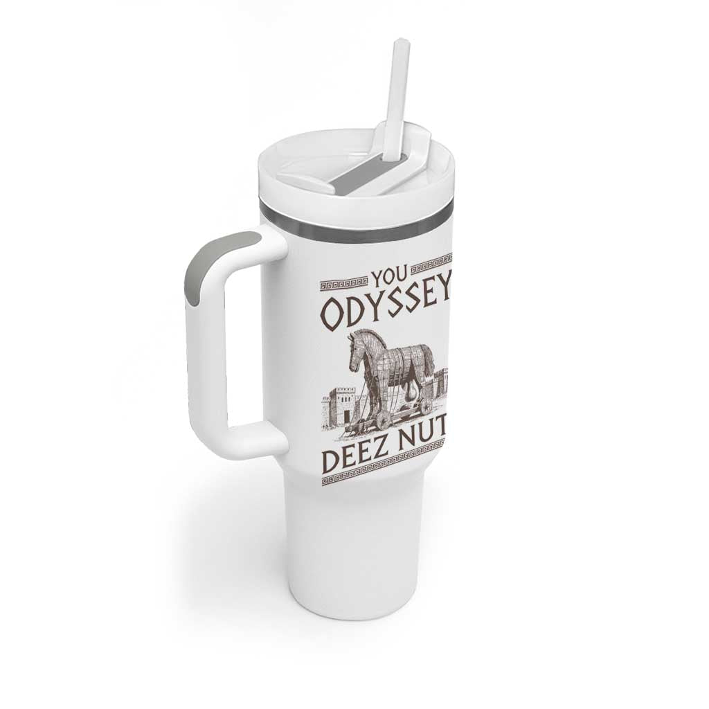 Funny Trojan Horse You Odyssey Deez Nuts Tumbler With Handle Offensive Adult Humor Greek Mythology Humor