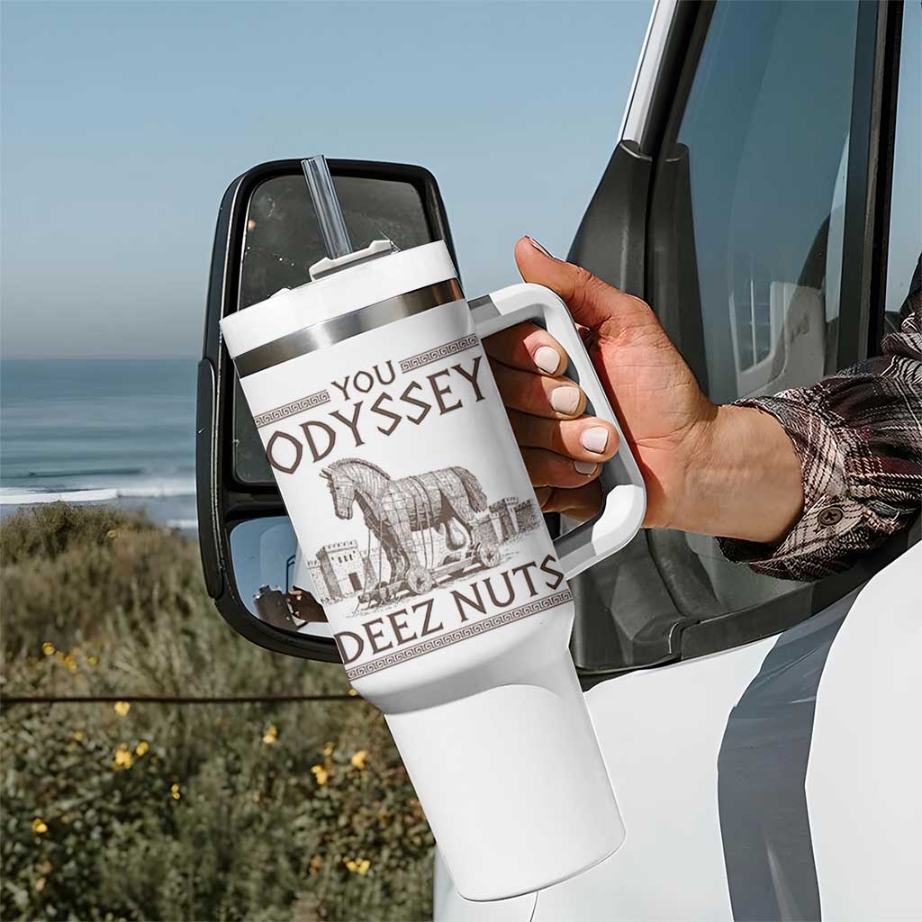 Funny Trojan Horse You Odyssey Deez Nuts Tumbler With Handle Offensive Adult Humor Greek Mythology Humor
