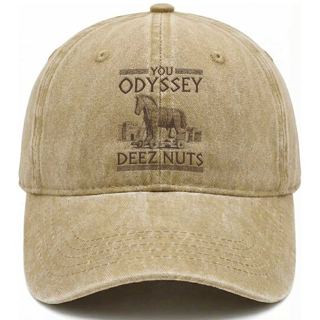 Funny Trojan Horse You Odyssey Deez Nuts Washed Cotton Baseball Cap Offensive Adult Humor Greek Mythology Humor