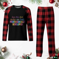 Does This Shirt Make Me Look Professionally Developed Plaid Pajama Set Funny Professional Development Workplace Humor