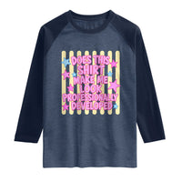 Does This Shirt Make Me Look Professionally Developed Raglan Shirt Y2K Retro Stars Funny Professional Development Workplace Humor