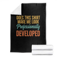 Does This Shirt Make Me Look Professionally Developed Throw Blanket Retro 70s Cursive Funny Professional Development Workplace Humor