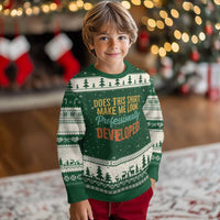 Does This Shirt Make Me Look Professionally Developed Ugly Christmas Sweater Retro 70s Cursive Funny Professional Development Workplace Humor