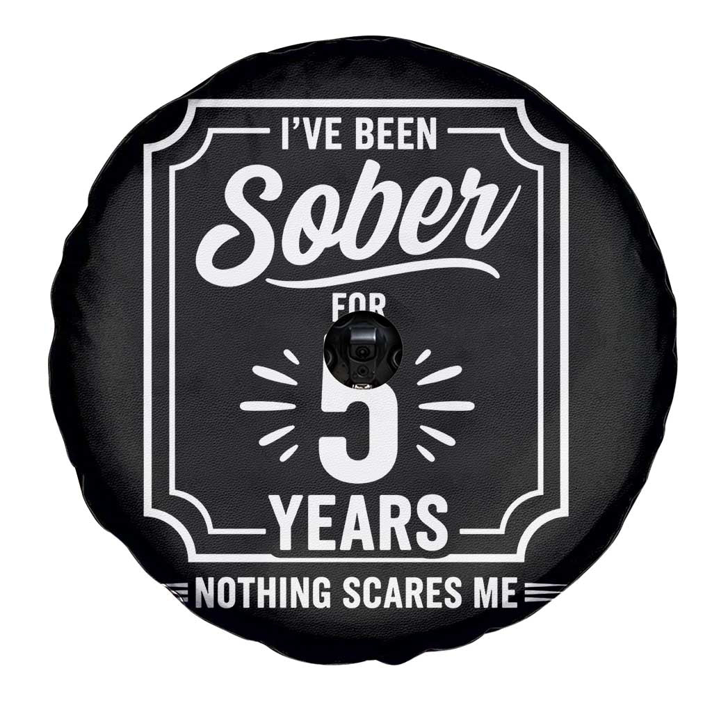 Funny 5 Year Sobriety Milestone Vintage Anniversary Badge Spare Tire Cover I Have Been Sober For 5 Years Nothing Scares Me