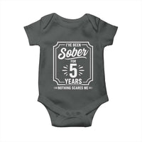 Funny 5 Year Sobriety Milestone Vintage Badge Baby Onesie I Have Been Sober For 5 Years Nothing Scares Me