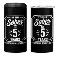 Funny 5 Year Sobriety Milestone Vintage Anniversary Badge 4 in 1 Can Cooler Tumbler I Have Been Sober For 5 Years Nothing Scares Me